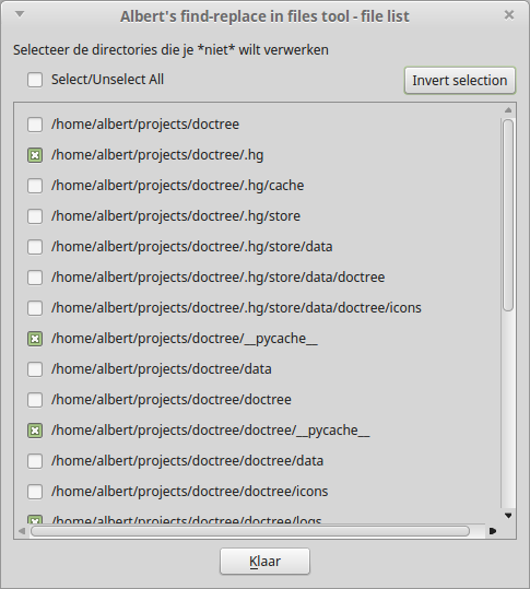 select directories not to search