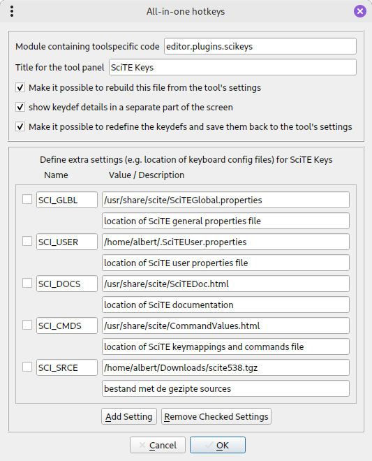 Define variables for a specific tool