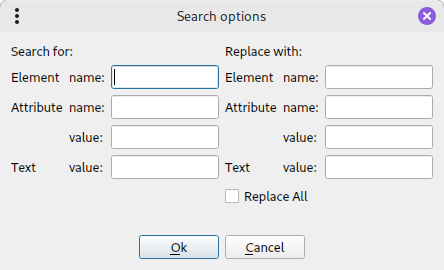 dialog for search/replace arguments