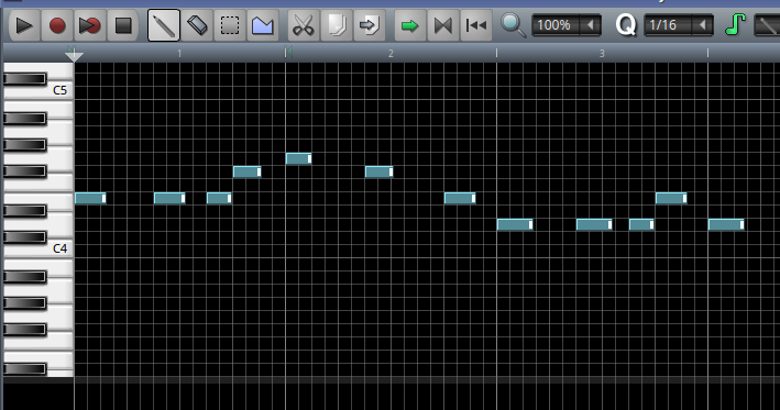 plaatje van een track in een piano-roll editor