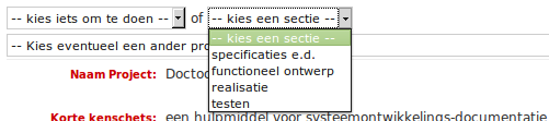 selecteer een sectie