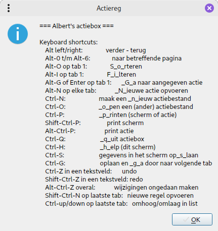 keyboard shortcuts overzicht